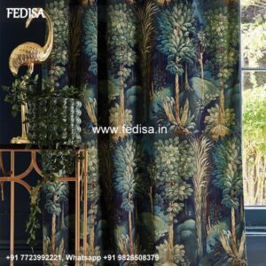 Printed Parda Design Grey Curtains Soundproof Curtains