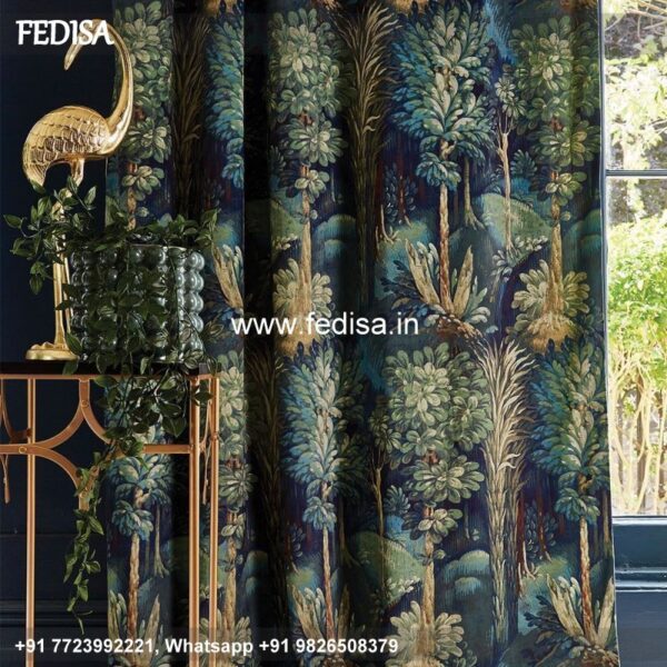 Printed Parda Design Grey Curtains Soundproof Curtains