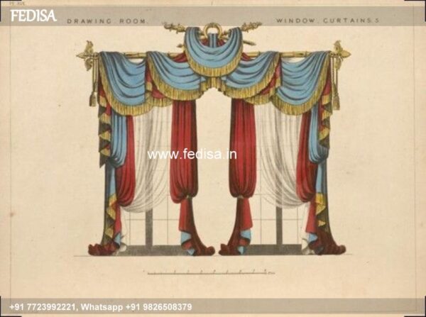 New Window Parda Design Blue Curtains Grommet Curtains