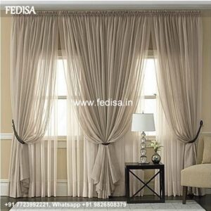 Drapery Fabric Sliding Glass Door Blinds Beige Curtains