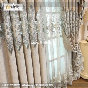 Wooden Window Blinds Sliding Glass Door Blinds Beige Curtains