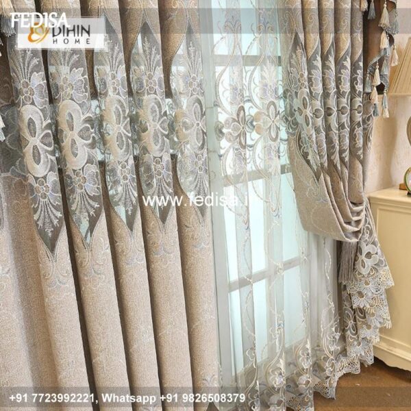 Wooden Window Blinds Sliding Glass Door Blinds Beige Curtains