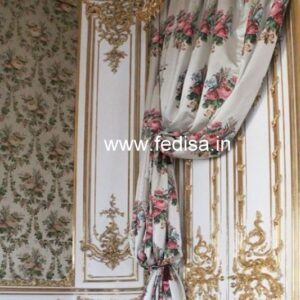 Leaf Design Curtains Sliding Glass Door Blinds Beige Curtains