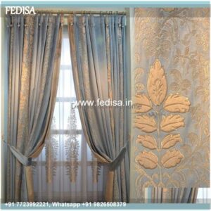 Blue Patterned Curtains Small Window Curtains Hanging Curtains