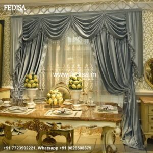 Raina Metallic Print Curtain Drapery Fabric Roman Curtains