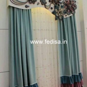 Floral Curtains Parde Designer Blue Design Curtains